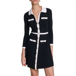 Redou Two Tone Knit Shirt Dress